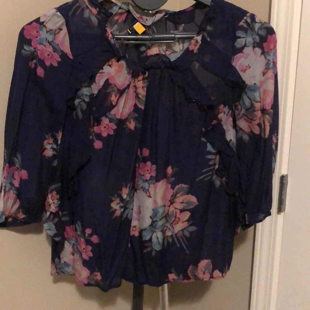 Anthropologie leifsdottir Floral Blouse 0